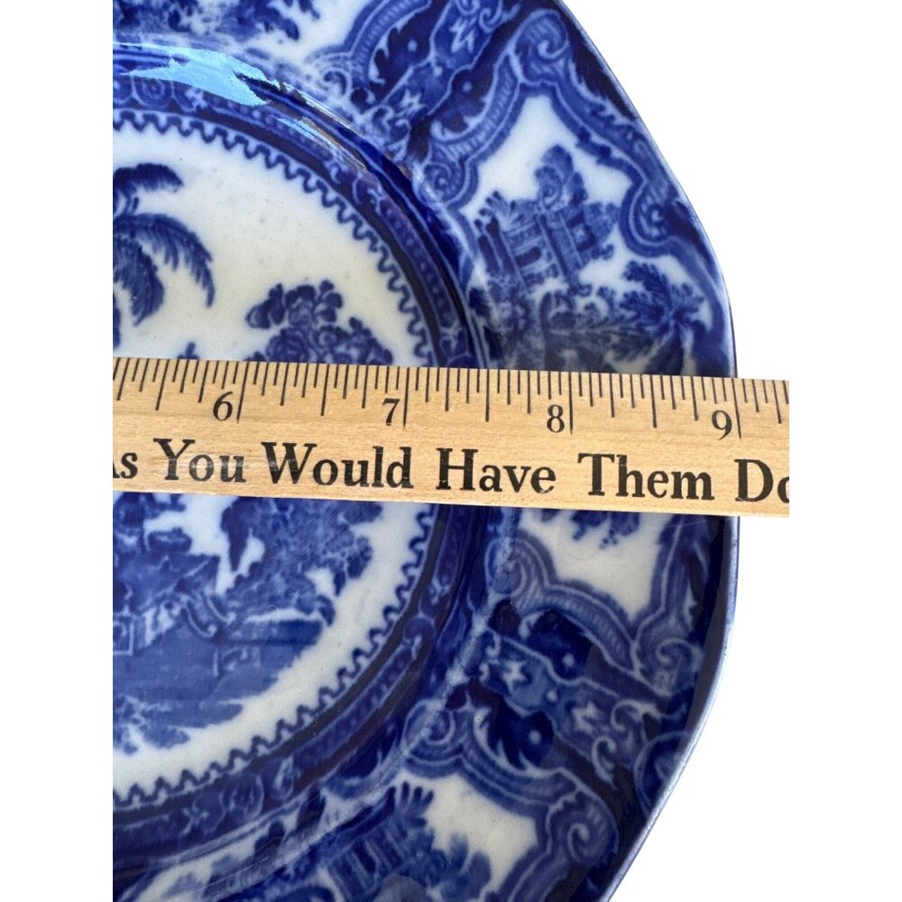 Vintage W Adams & Sons England Kyber 9 inch Flow Blue Dinner Plate - Picture 9 of 15